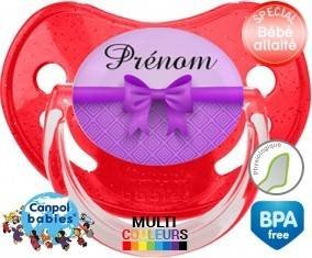 Noeud papillon violet + prénom: Sucette Physiologique-su7.fr