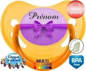 Noeud papillon violet + prénom: Sucette Physiologique-su7.fr