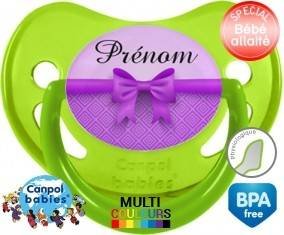 Noeud papillon violet + prénom: Sucette Physiologique-su7.fr