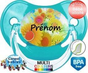 Tournesol + prénom : Sucette Physiologique personnalisée