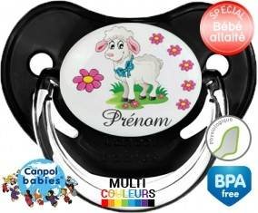 Mouton fleurs + prénom: Sucette Physiologique-su7.fr