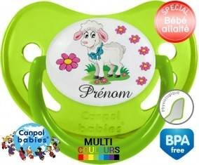 Mouton fleurs + prénom: Sucette Physiologique-su7.fr