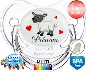 Mouton cœurs + prénom: Sucette Physiologique-su7.fr