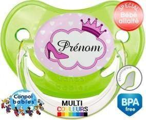 Couronne princesse et chaussure + prénom: Sucette Physiologique-su7.fr
