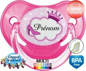 Couronne princesse et chaussure + prénom: Sucette Physiologique-su7.fr