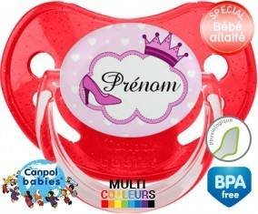 Couronne princesse et chaussure + prénom: Sucette Physiologique-su7.fr