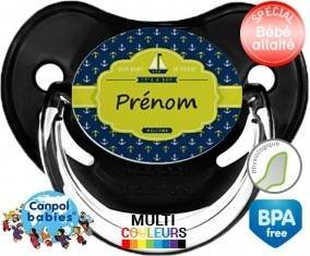 Couleur marin + prénom: Sucette Physiologique-su7.fr