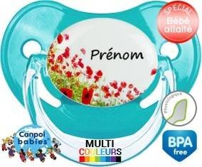 Tetine Coquelicot + prénom embout Physiologique personnalisée