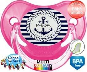 Marine rayée + prénom: Sucette Physiologique-su7.fr