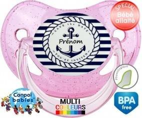 Marine rayée + prénom: Sucette Physiologique-su7.fr