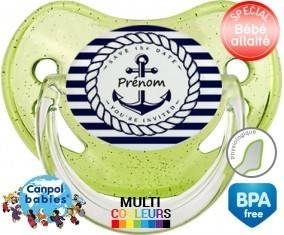 Marine rayée + prénom: Sucette Physiologique-su7.fr