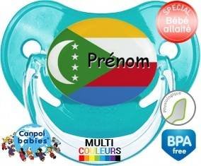 Drapeau comores + prénom : Sucette Physiologique personnalisée