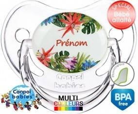 Fleurs tropicales + prénom: Sucette Physiologique-su7.fr