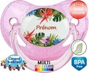 Fleurs tropicales + prénom: Sucette Physiologique-su7.fr