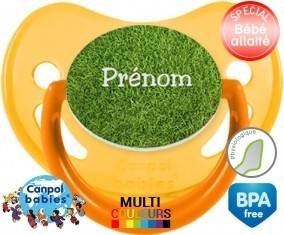 Motif pelouse + prénom: Sucette Physiologique-su7.fr