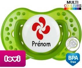 Tetine Croix basque + prénom embout LOVI Dynamic personnalisée