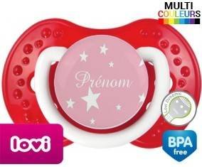 Étoile sur fond rose + prénom: Sucette LOVI Dynamic-su7.fr