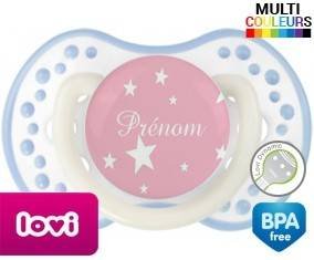 Étoile sur fond rose + prénom: Sucette LOVI Dynamic-su7.fr