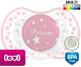 Étoile sur fond rose + prénom: Sucette LOVI Dynamic-su7.fr