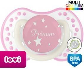 Étoile sur fond rose + prénom: Sucette LOVI Dynamic-su7.fr