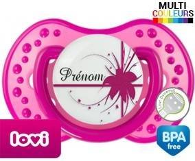 Fleur rose + prénom: Sucette LOVI Dynamic-su7.fr