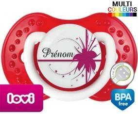 Fleur rose + prénom: Sucette LOVI Dynamic-su7.fr