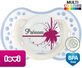 Fleur rose + prénom: Sucette LOVI Dynamic-su7.fr