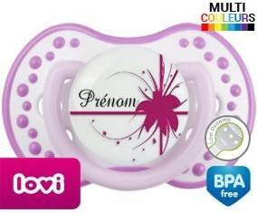 Fleur rose + prénom: Sucette LOVI Dynamic-su7.fr