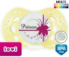Fleur rose + prénom: Sucette LOVI Dynamic-su7.fr