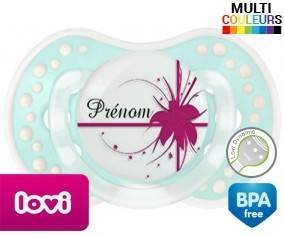 Fleur rose + prénom: Sucette LOVI Dynamic-su7.fr