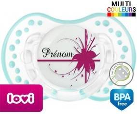 Fleur rose + prénom: Sucette LOVI Dynamic-su7.fr