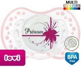 Fleur rose + prénom: Sucette LOVI Dynamic-su7.fr