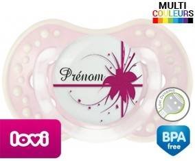 Fleur rose + prénom: Sucette LOVI Dynamic-su7.fr