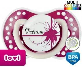 Fleur rose + prénom: Sucette LOVI Dynamic-su7.fr