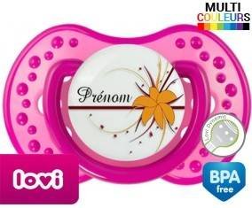 Fleur orange + prénom: Sucette LOVI Dynamic-su7.fr
