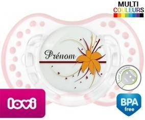 Fleur orange + prénom: Sucette LOVI Dynamic-su7.fr