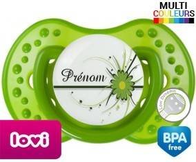 Fleur verte style1 + prénom : Sucette LOVI Dynamic personnalisée