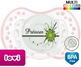 Fleur verte + prénom: Sucette LOVI Dynamic-su7.fr