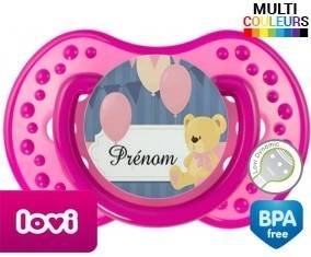 Ourson et ballon + prénom: Sucette LOVI Dynamic-su7.fr