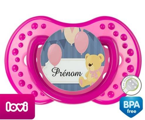 Ourson et ballon + prénom: Sucette LOVI Dynamic-su7.fr