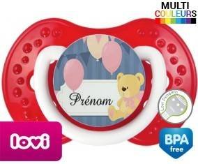Ourson et ballon + prénom: Sucette LOVI Dynamic-su7.fr