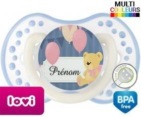 Ourson et ballon + prénom: Sucette LOVI Dynamic-su7.fr
