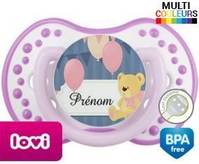 Ourson et ballon + prénom: Sucette LOVI Dynamic-su7.fr