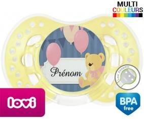 Ourson et ballon + prénom: Sucette LOVI Dynamic-su7.fr