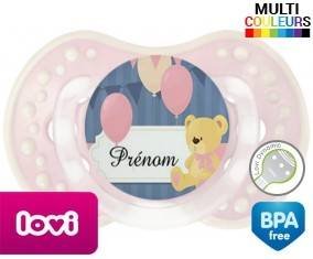 Ourson et ballon + prénom: Sucette LOVI Dynamic-su7.fr