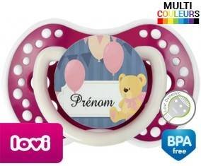 Ourson et ballon + prénom: Sucette LOVI Dynamic-su7.fr