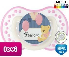 Ourson et ballon + prénom: Sucette LOVI Dynamic-su7.fr