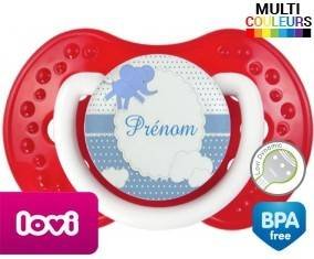 Elephant bleu + prénom: Sucette LOVI Dynamic-su7.fr