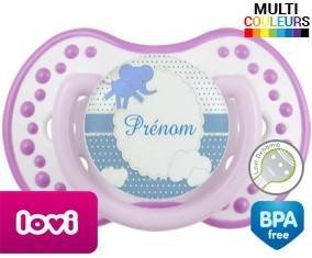 Elephant bleu + prénom: Sucette LOVI Dynamic-su7.fr