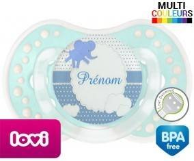 Elephant bleu + prénom: Sucette LOVI Dynamic-su7.fr